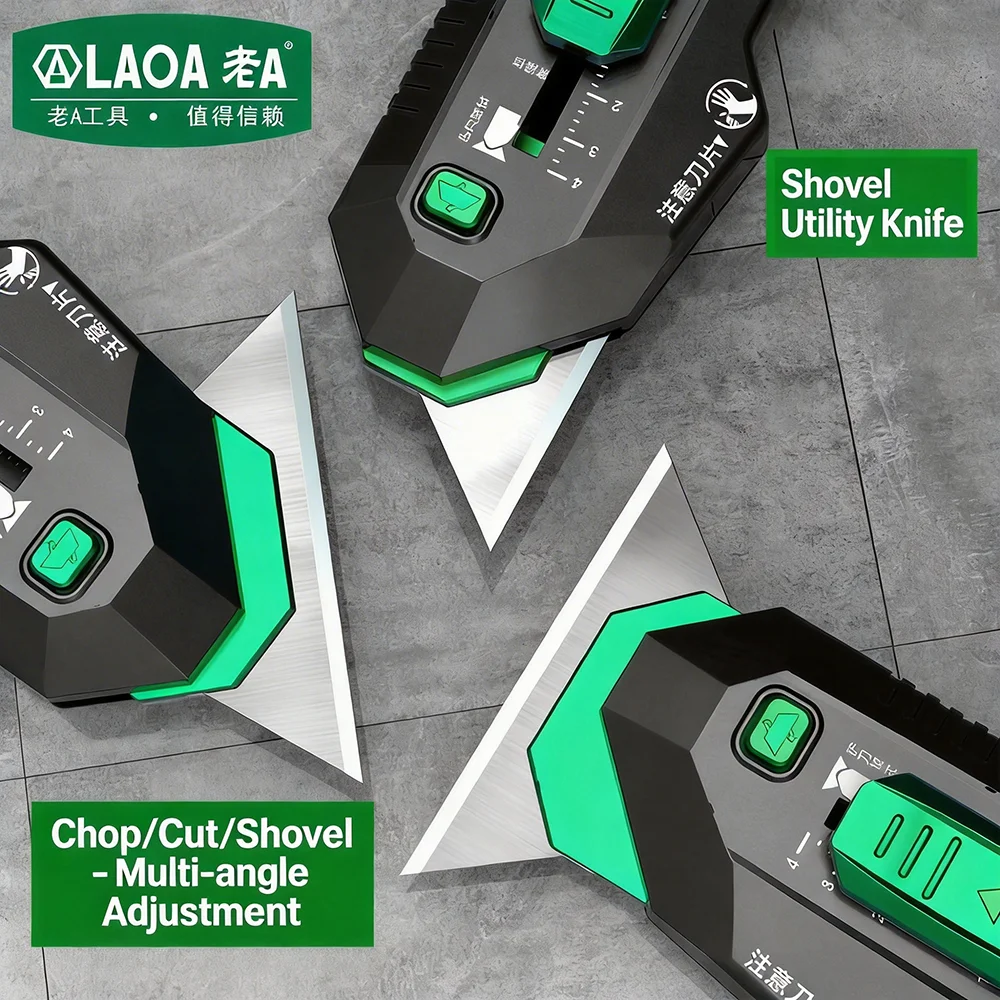 LAOA Retractable Utility Knife Heavy Duty Box Cutter Scraper Tool with Sharp Replaceable Blades Portable Hand Cutting Tool