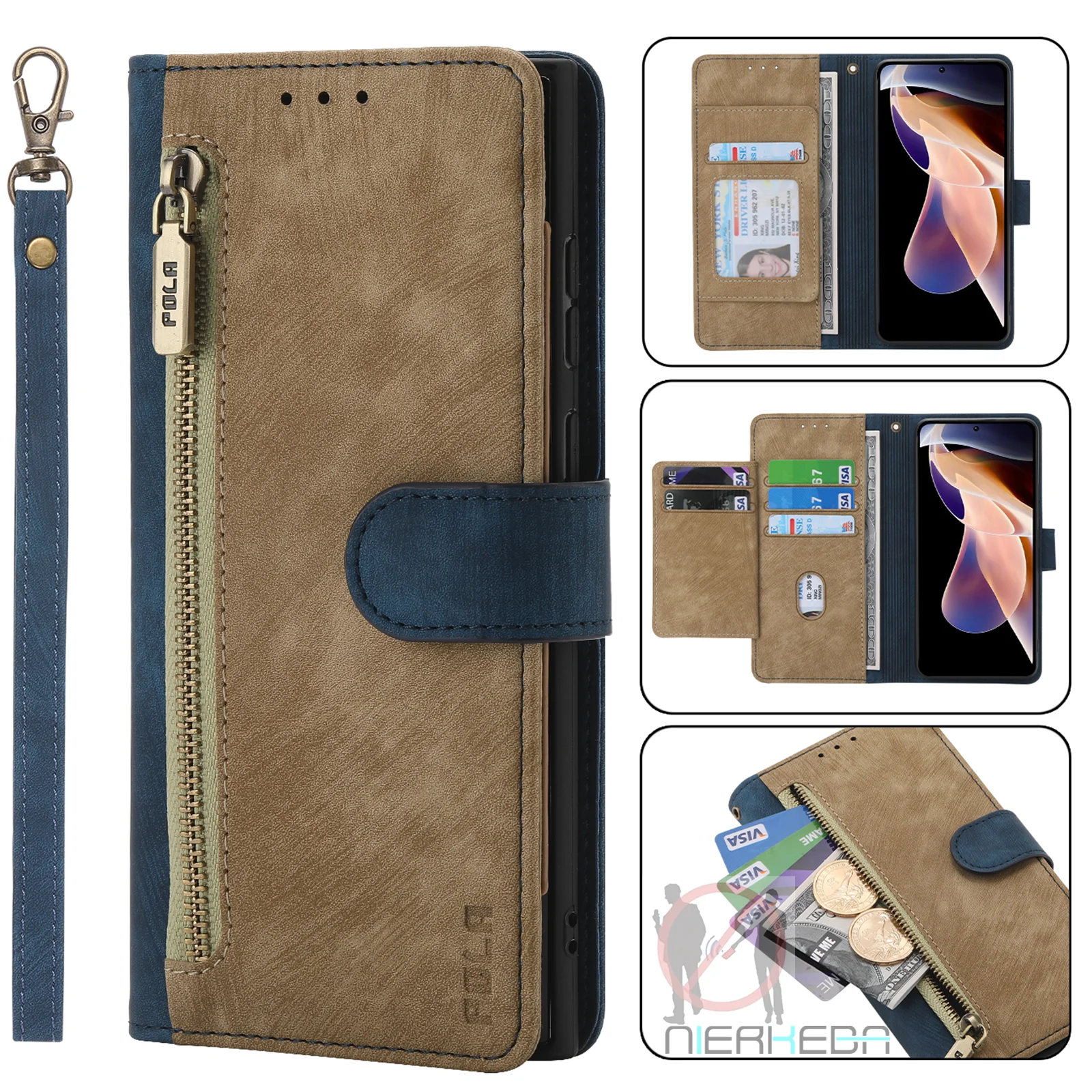 Anti-Theft Brush Leather Case For Redmi Note 11S 10S 9S 12 10 9 8 8T 7 Pro 12C 12S 10C 9A 9C 9T 8A 7A Business Flip Wallet Cover