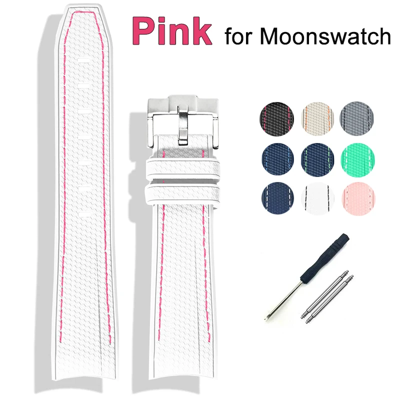 Silicone Strap for Swatch X Omega Moonswatch Woven Texture 20mm Men Women Waterproof Diving Replace Watch Band for Speedmaster