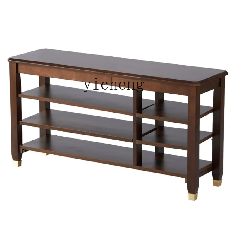 XL Solid Wood Shoe Changing Stool Home Doorway Shoe Cabinet Can Sit Footstool Simple Shoe Rack