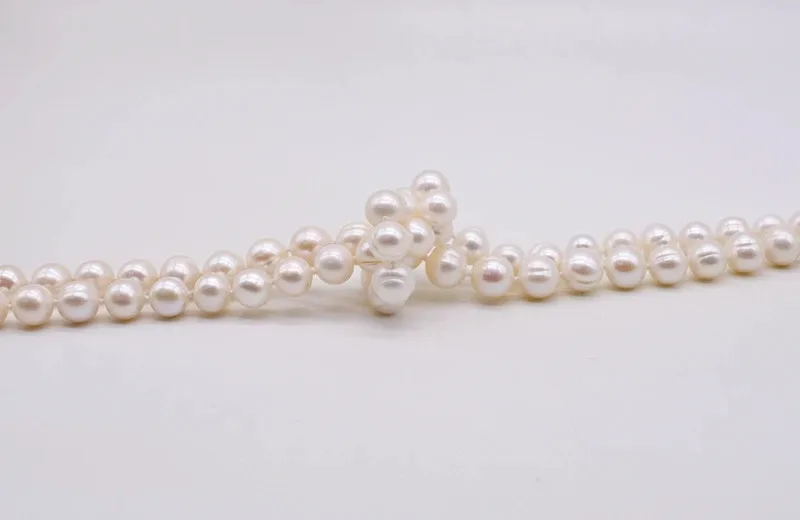 Pearl Long Necklace Natural Freshwater White Pearl Long Sweater Chain Engagement Dress Necklace Women Long Necklace