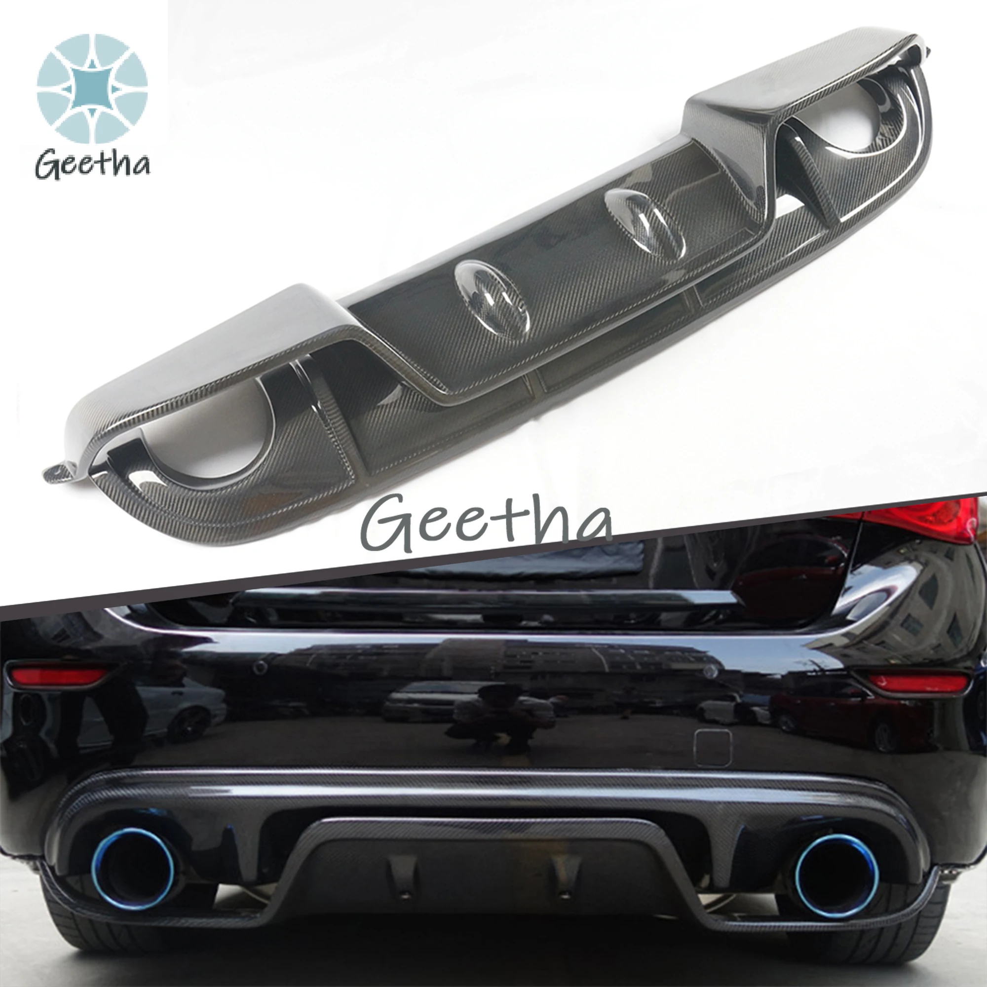

2PCS BODY KIT CARBON FIBER REAR BUMPER LIP DIFFUSER REFIT FOR Q50 SEDAN 2013+