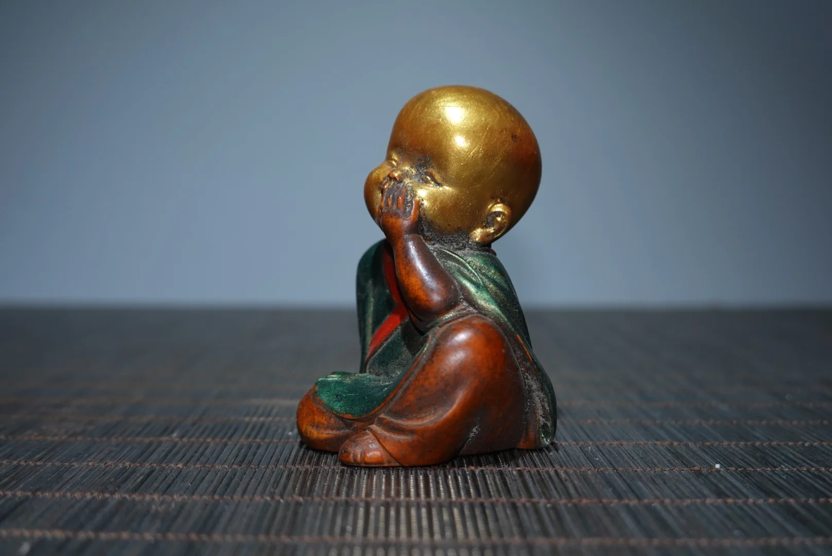 Retro Collection of Yellow Poplar Wood Painted Shami Little Monk Decorative Ornaments