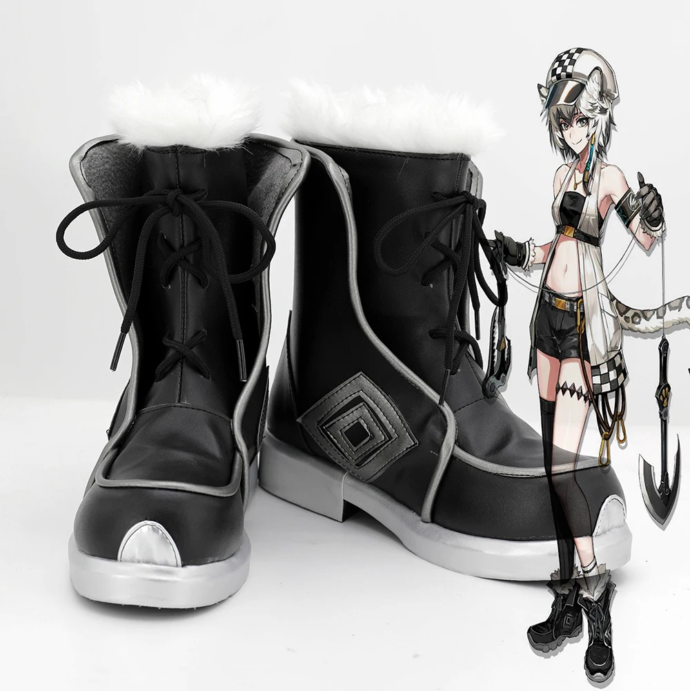 

Arknights Cliffheart Cosplay Boots Black Leather Wool Shoes Custom Made Any Size