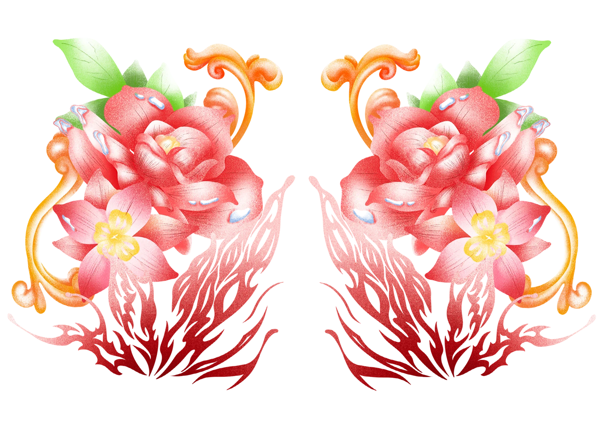 Colorful Rose Vine Hip Butt Temporary Tattoo Sticker Waterproof Fake Tattoo Body Art for Women view 5