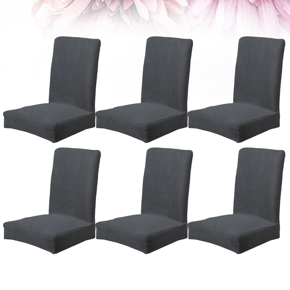 

6Pcs Stretchy Elastic Chair Covers Protective Seat Slipcovers Spandex Polyester for Dining Room Banquet Wedding Party Grey