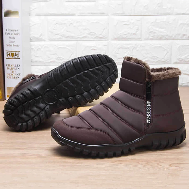 Snow Boots Men Breathable Mens Shoes Plush Winter Shoes For Men Warm Fur Men Shoe Casual Men's Boots Work Shoes Footwear