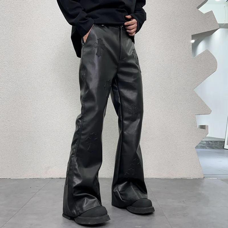 Pantalon en similicuir PU pour hommes, Streetwear, Mode, Hip Hop, Punk, Gothique, Vibe, Casual, Pantalon pour homme, Petit ami, Moto, FJJ