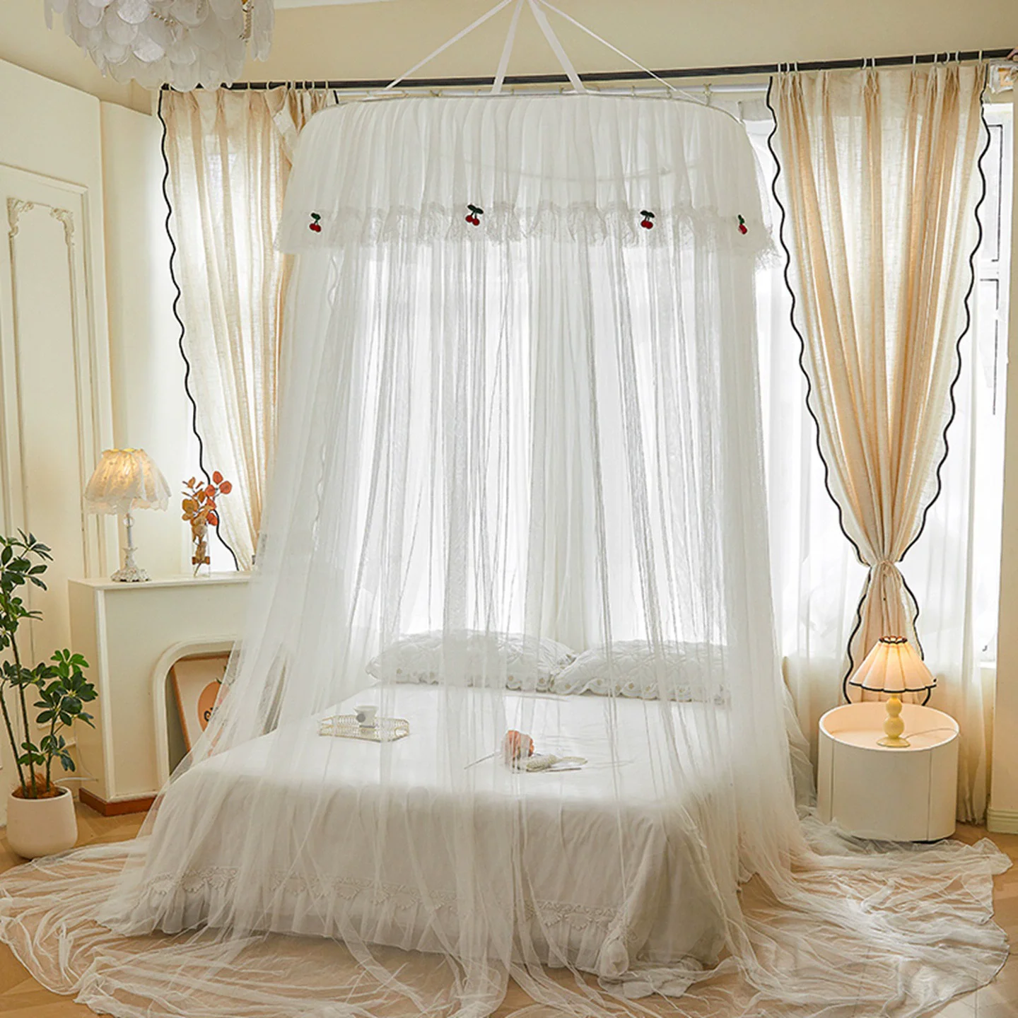 Girls Hung Dome Mosquito for Room Decoration Net Insect Bed Canopy Netting Lace Round Mosquito Nets Diameter 120CM