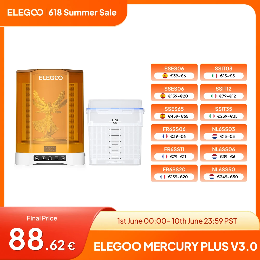 ELEGOO MERCURY PLUS V3.0 für 3D-Harzdrucker, 2-in-1-Maschine zum Waschen und Aushärten mit größerer Kapazität für ELEGOO LCD-3D-Drucker