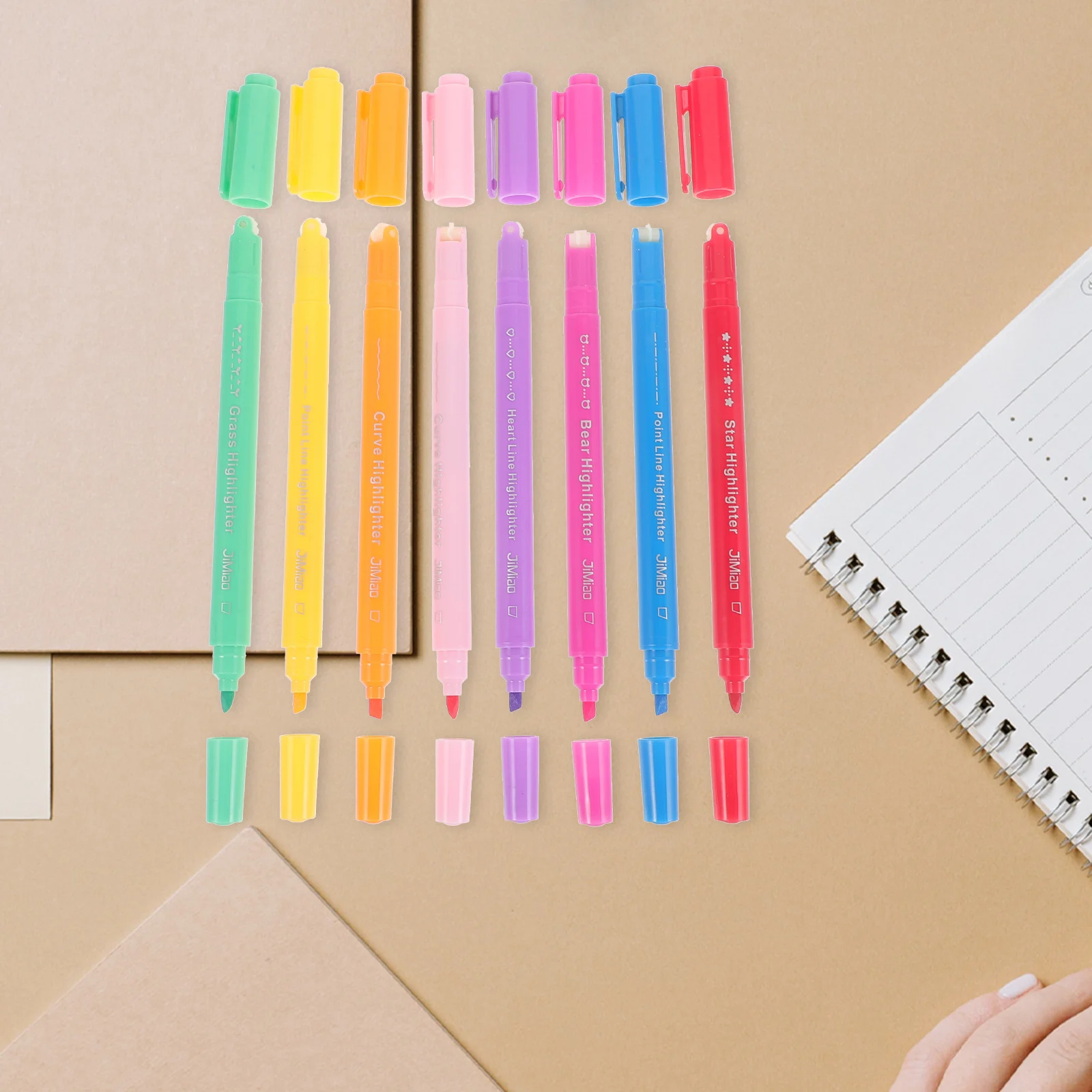 

8 Pcs Flower Shape Contour Pen Dual Tip Marker Pens Bicuspid Writing for Journaling Plastic Highlighter