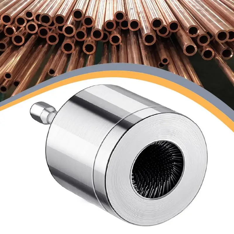 Copper Tube Pipe Cleaning Brush Full-Metal HVAC Tube Cleaning Brush for Drill Power Shank 1/2in 3/4in