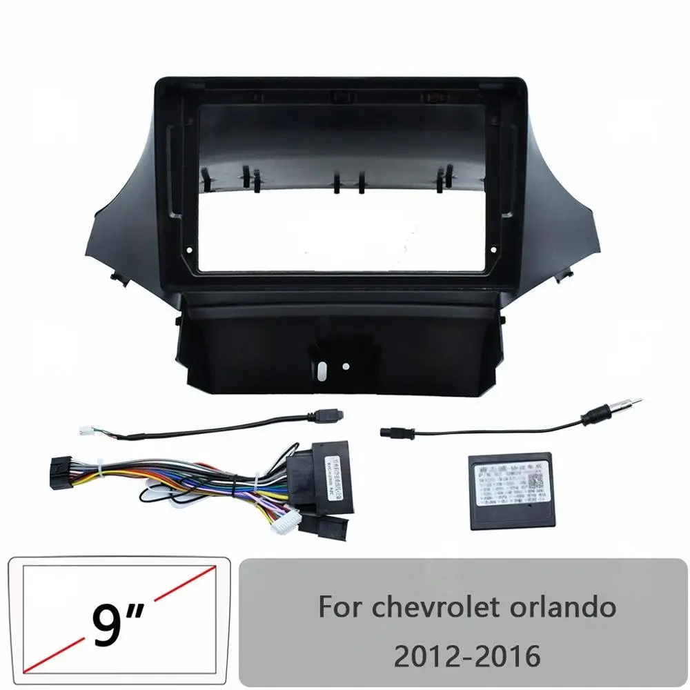 Autoradio-Einbaurahmen für Chevrolet Orlando 2012-2016 9 Zoll Stereo-Panel Kabelbaum Stromkabel Adapter Canbus Decoder
