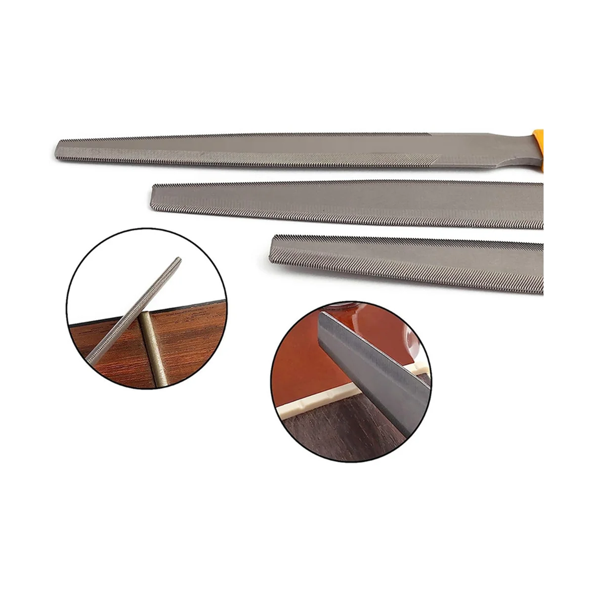

A94Z 3 Pieces Conical Guitar Nut File Nut Slot File Set Double Edge Wire File Wooden Guitar Bass Wire Tool