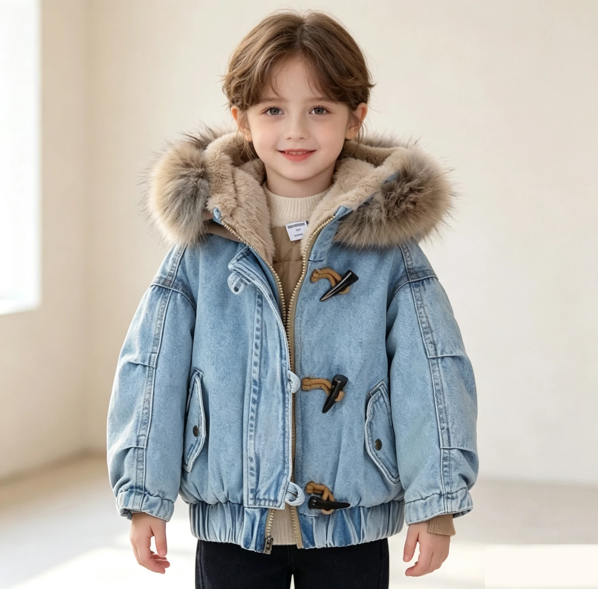 Children Thicken Coat Girls Warm Parka Winter Cotton Padded Jackets Autumn Kids Long-sleeve Outerwear Teen Zipper Tops 5-14Y