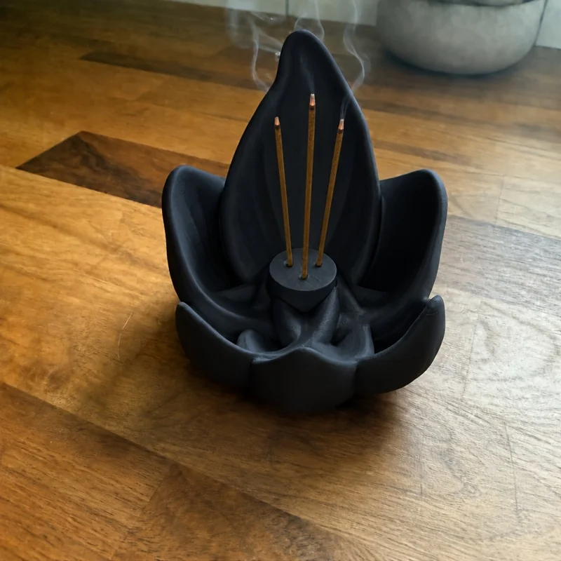 Lotus Shape Incense Stick Holder, Resin Aromatherapy Incense Burner, Decorative Flower‑Style Incense Holder for Home Meditation