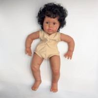 NPK 24inch Ellie Lifelike Unfinished Reborn Doll kit painted Doll kit Doll parts with Curly Black hair