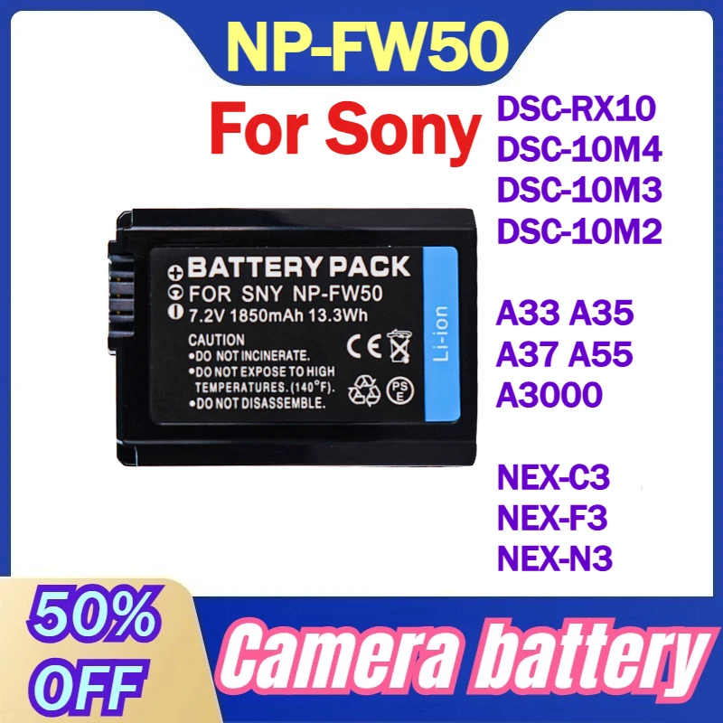 

NP-FW50 NPFW50 Camera Li-ion Battery for Sony A33 A35 A37 A55 A3000 DSC-RX10 DSC-10M4 DSC-10M3 DSC-10M2 NEX-C3 NEX-F3 NEX-N3