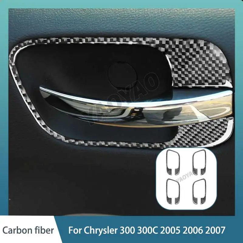 

Car Accessories Door Pulls Panel Trim sticker Carbon Fiber Cover Sticker For Chrysler 300 300C 2005 2006 2007 Car Interior Decor