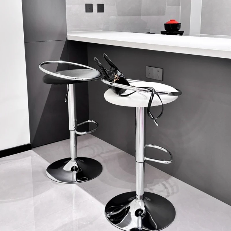 

Nordic Modern Dining Chairs PU Sitting Face Bar Chairs Lift Adjustment Counter Stools Iron Art Frame for Home Furniture