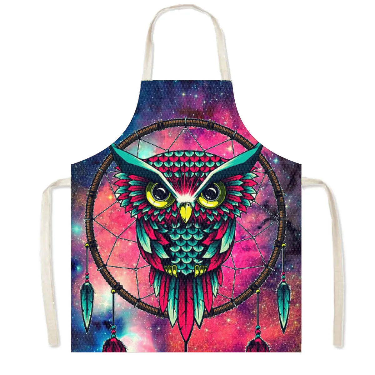 Cute Bird Owl Print Cooking Aprons for Women Men Home Cleaning Clothing Linen Pinafore Barber Chef Waiter Kitchen Apron