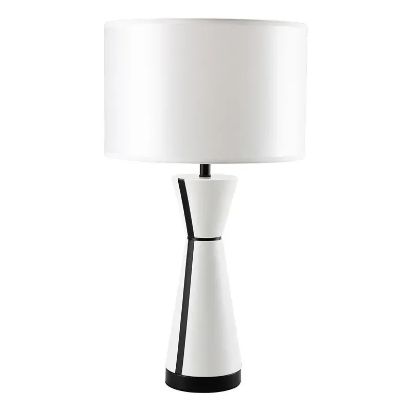 

American simple light luxury leather table bedside modern art table lamp designer