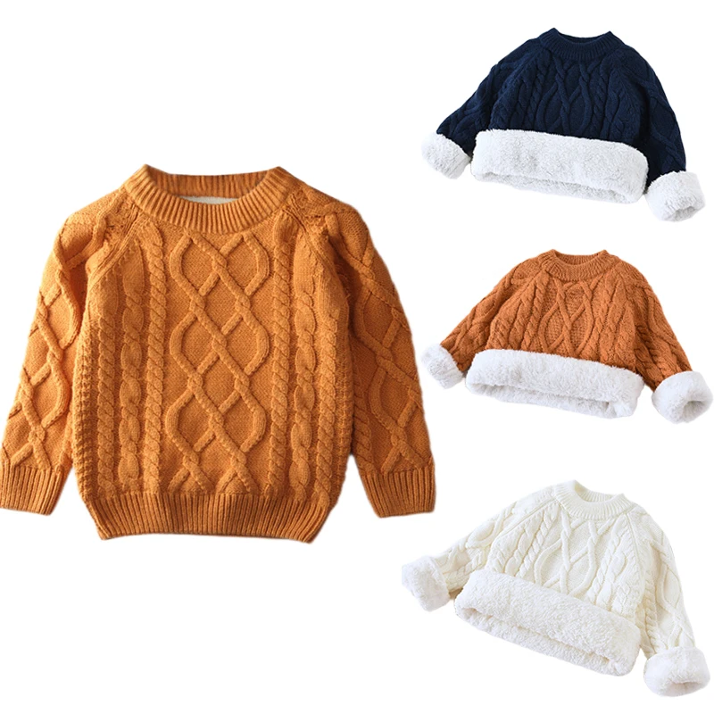 Winter Kids Boys Girls Sweaters Clothes Toddler Warm Sweater Coats Children Thicken Tops Wool Pullovers Knitwear Tops Clothing