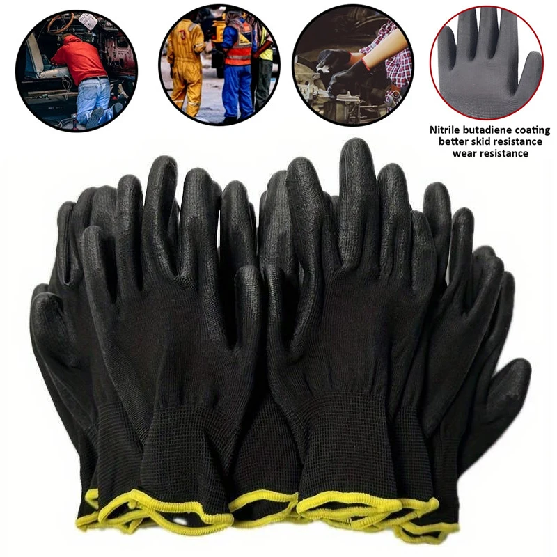 10 pair/20 pcs Coating Nylon PU Work Gloves Safety Non-slip Durable Coating Nylon PU Work Gloves Camping Lock Edge Colour Random