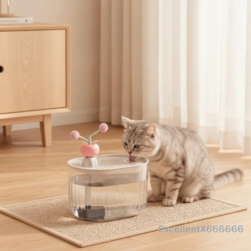USB Plug In Automatic Cat Drinking Fountain 1800ml Transparent Pet Water Dispenser for Home