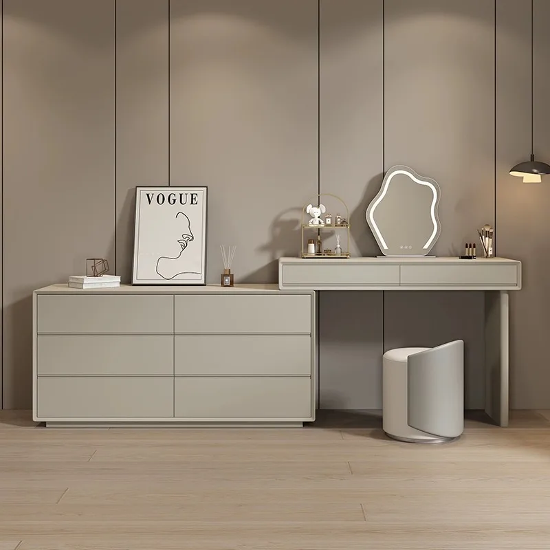 Bed end bucket cabinet, dressing table integrated cabinet, retractable bedroom, minimalist modern solid wood paint