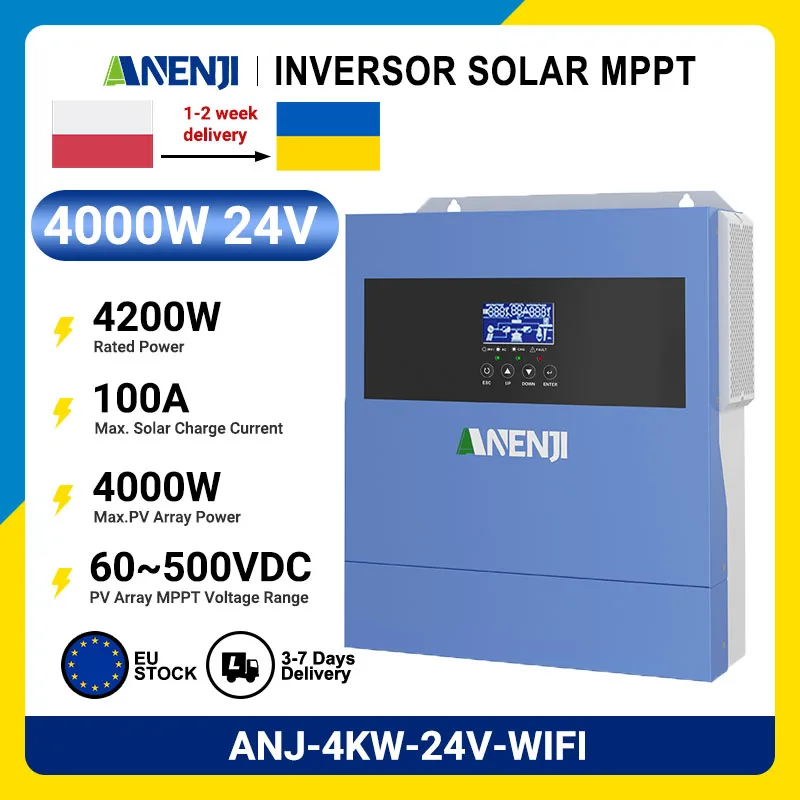 

6.2KW 4KW MPPT Hybrid Solar Inverter Pure Sine Off Grid Tie 230VAC PV 500V Built-in 100A/120A MPPT Solar Charge Controller
