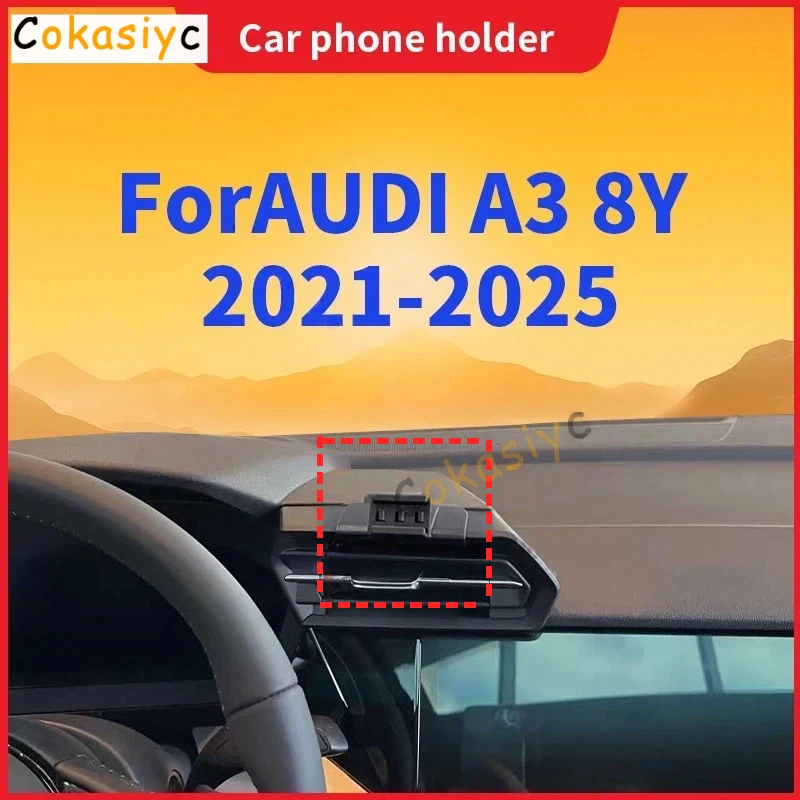 Держатель для телефона в автомобиль для AUDI A3 8Y 2021-2025: Специальный фиксированный кронштейн с беспроводной зарядкой, аксессуар для интерьера