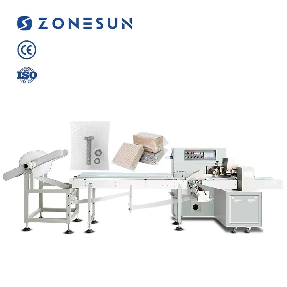 Automatic Air Bubble Film Pillow Wrapping Packing Machine Servo Motor Horizontal Flow Packer for Express Logistics