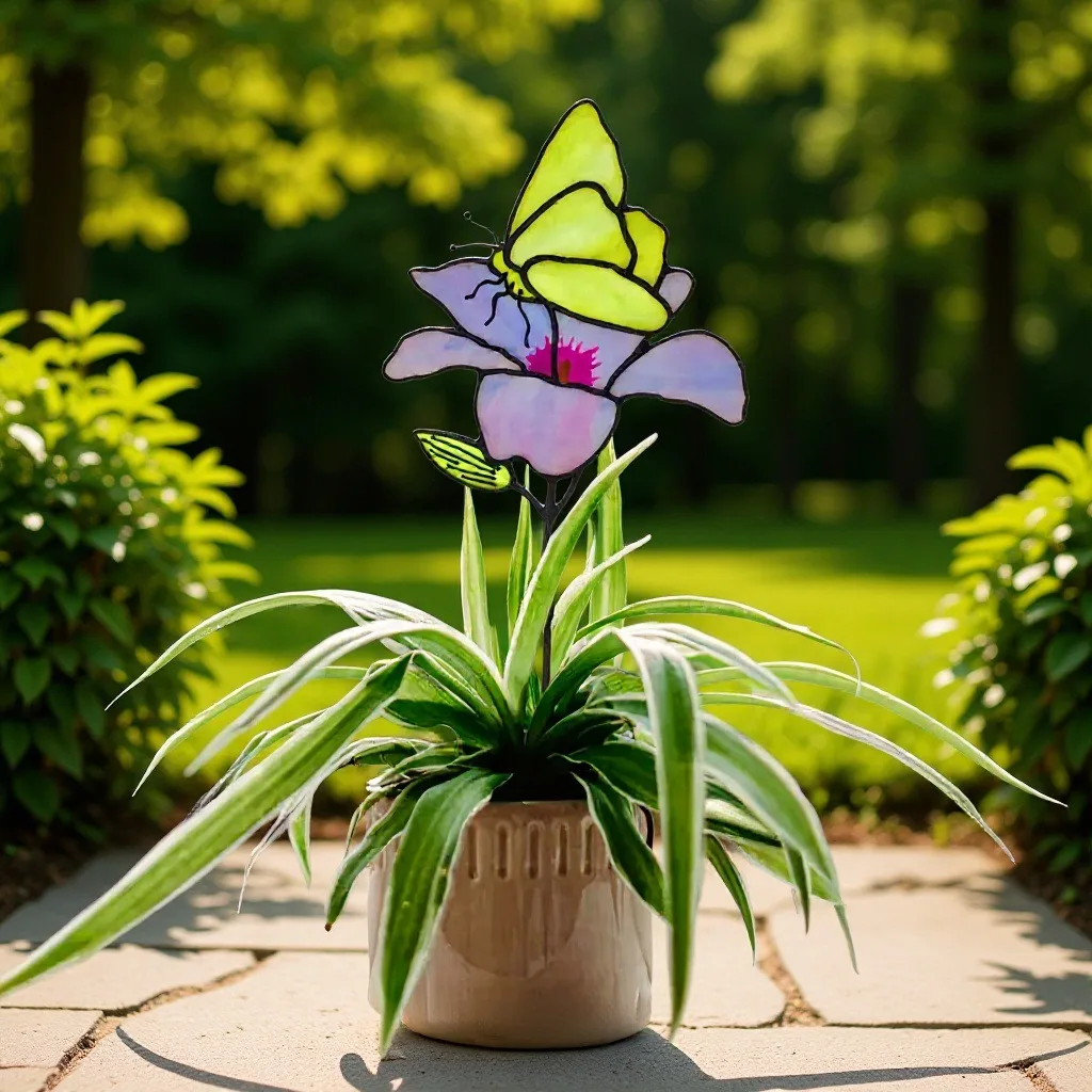 Glass flower new color glass flower insert butterfly lover garden decorative light holiday gift customization