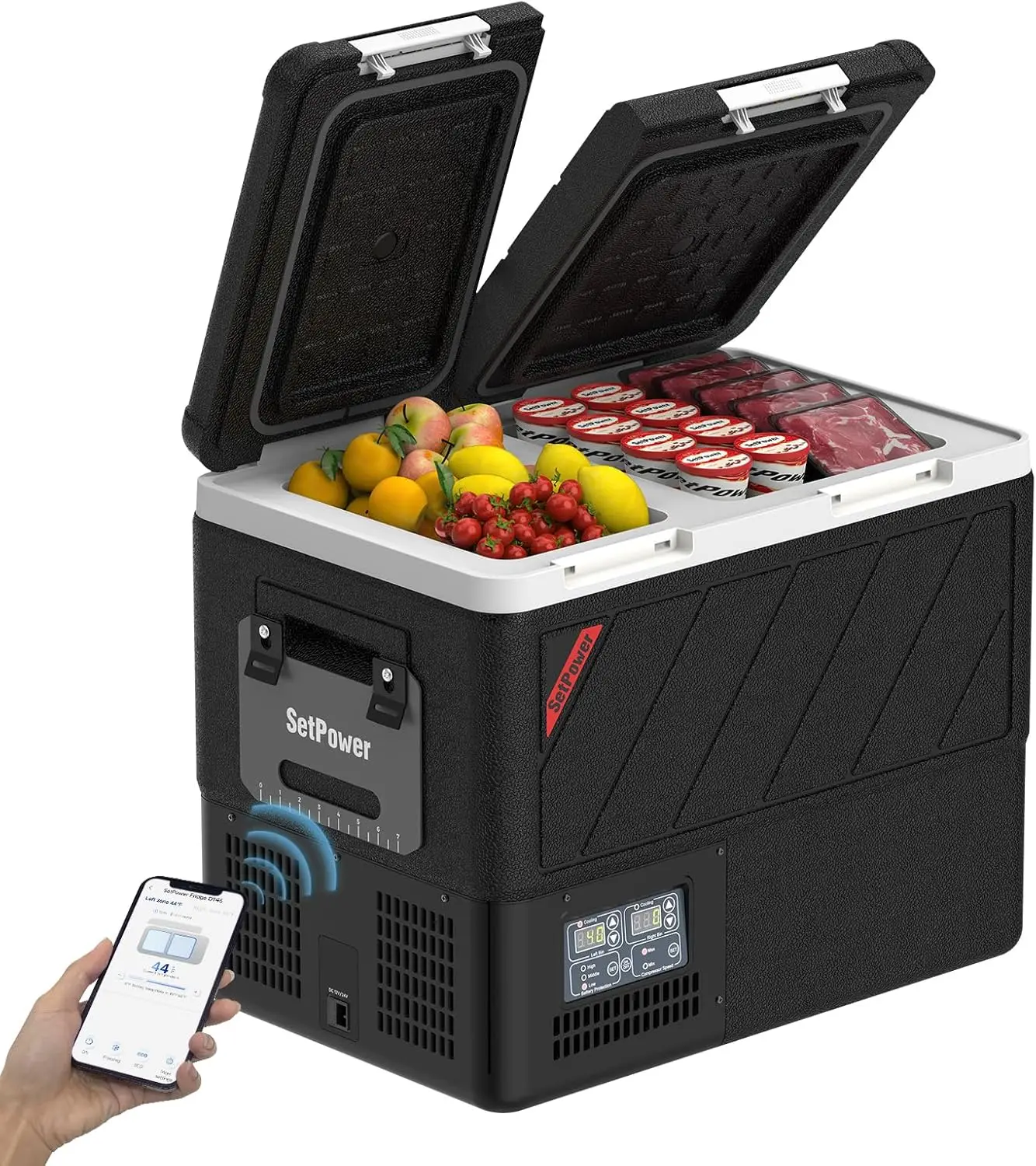 

12v Refrigerator with APP Control, 48QT Dual Zone 12V Fridge Freezer,Electric Coolers for vehicles ac/dc,Car Refrigerator 12v