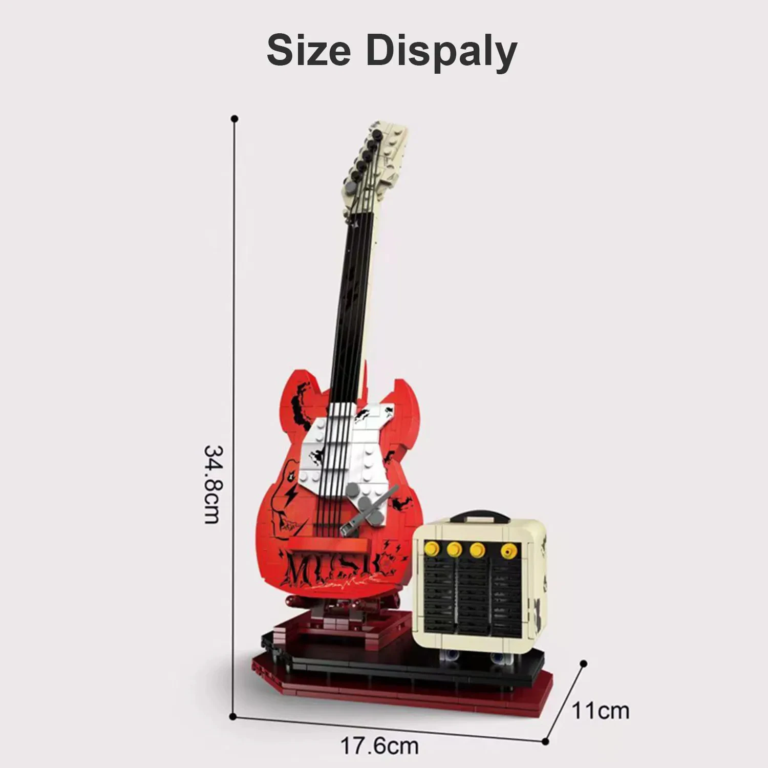 500PCS Creative Music Bluetooth Electric Guitar Speak Building Blocks Phone Connect Construction Toys Gift For Kids Children