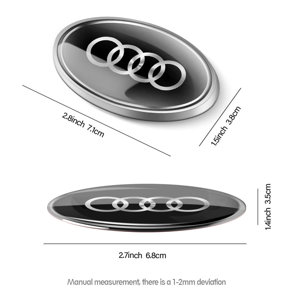 3D Car Oval Aluminum Cover Emblem Sticker Auto Accessories For Audi Sline Quattro Q3 Q5 Q7 A1 A2 A3 A4 A5 S3 S5 SQ5 SQ7 RS5 RS7