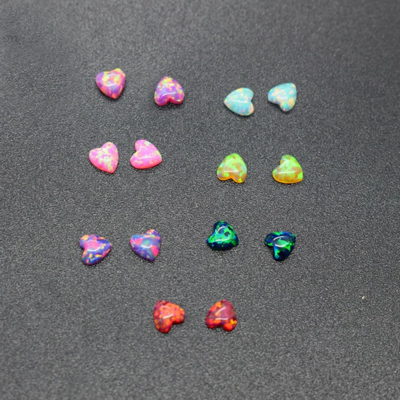 10--100pcs/Lot 3x3mm 4x4mm 5x5mm 6x6mm Synthetic Heart Shape Cabochon White Blue Opal Stone