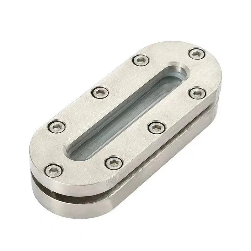 Flanged Long Strip Sight Glass, 304  Stainless Steel Oval Plate Viewing Window for Industrial Tank Vessel