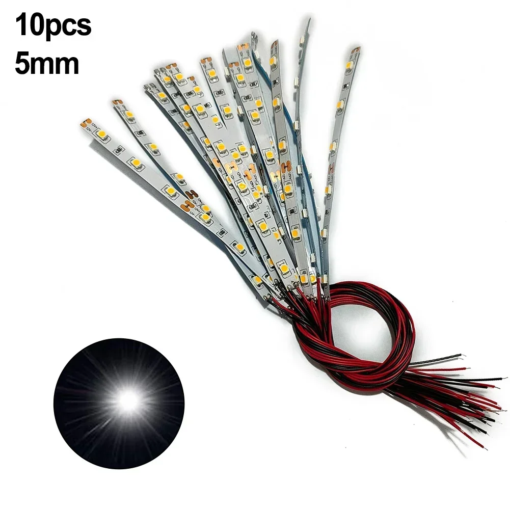 10pcs Pre Wired White Strip 6 Led LED Light Self-adhesive Flexible 12V~18V Perfect For Railway & Building Layout