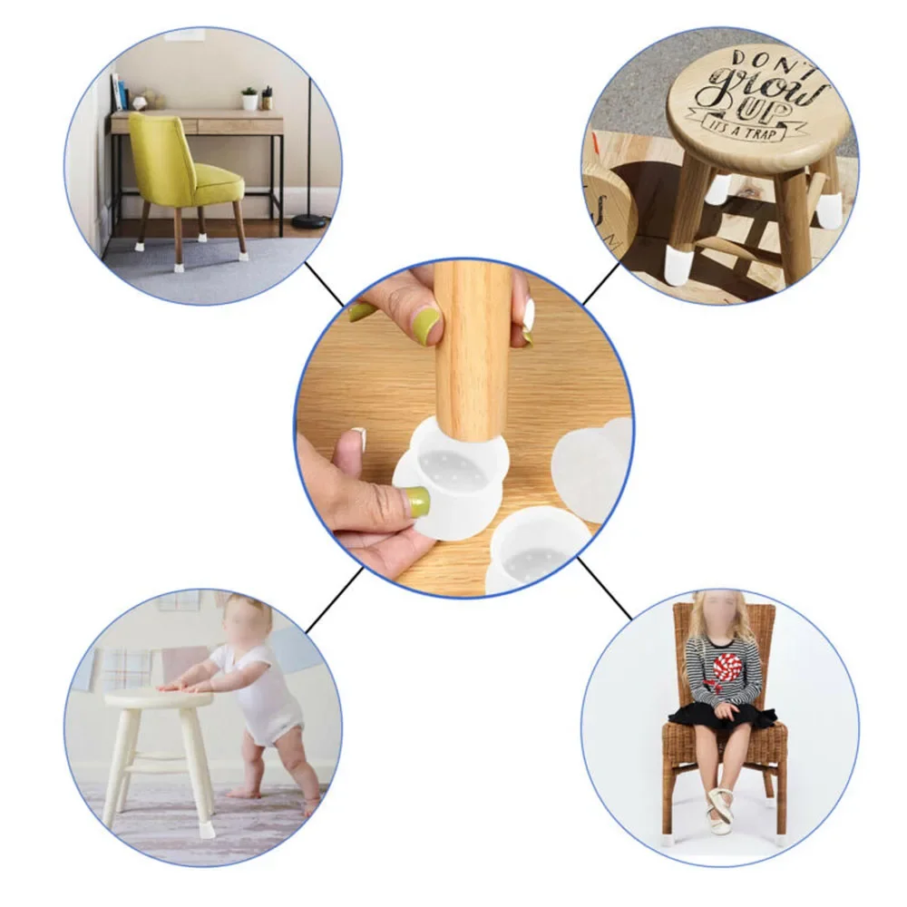 16*Silicone Chair Furniture Leg Feet Protective Table Cap Cover Pad Non-slip Various Shapes Prevents Scratches 40*30mm No Traces