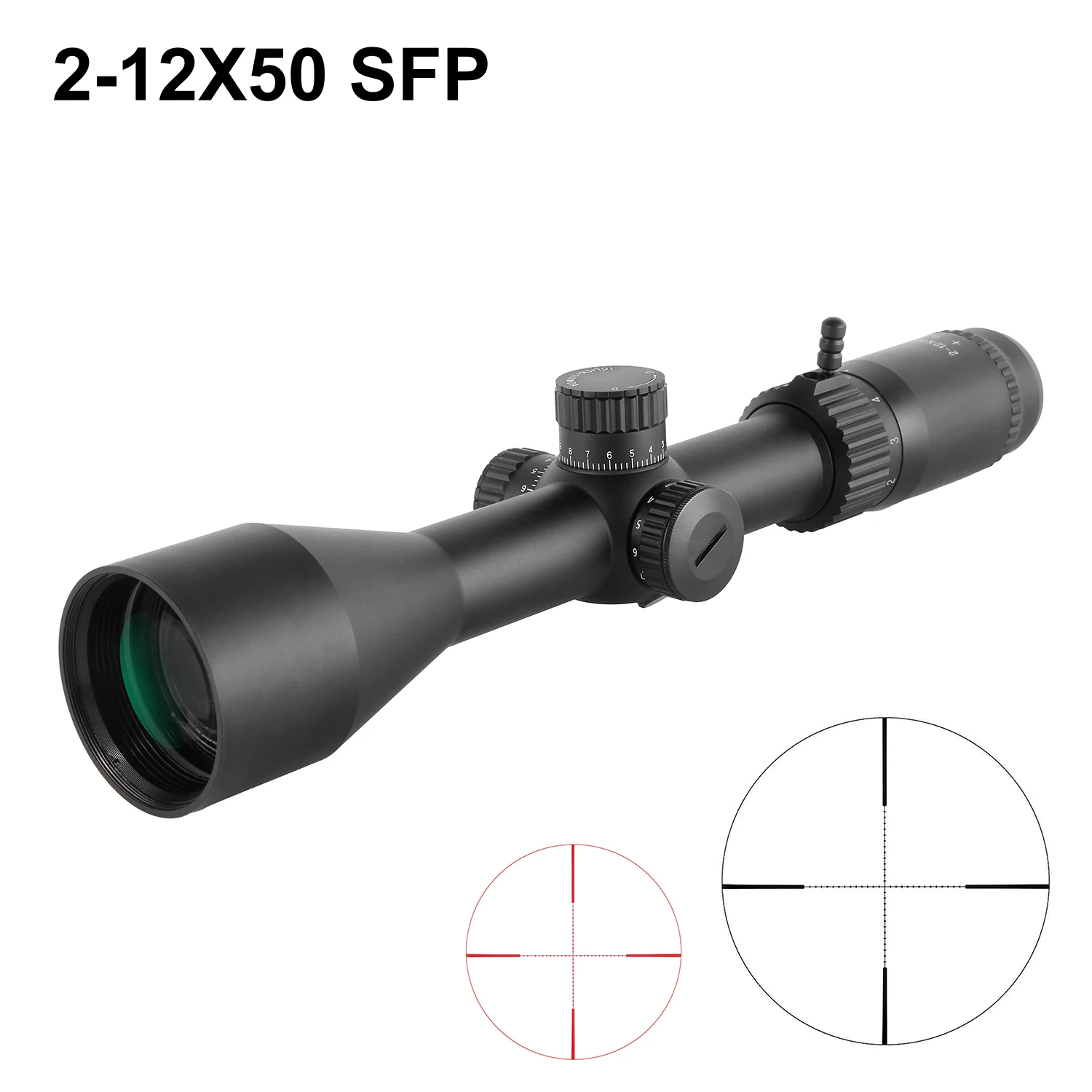 Long Eye relief 2-12x50 SFIR Tactical Riflescope Airsoft Scope for Hunting Optical Rifle Gun Sight  Red Illumination Long