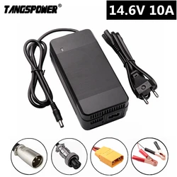 14.6V 10A LiFePO4 Battery Charger For 12V 12.8V Lifepo4 Battery High Power Charger Crocodile Clip XT90 XT60 Connector With Fan