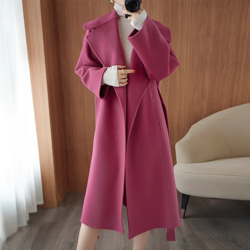 2025 Women's 100% Cashmere Thick Double sided Long Jacket Classic Multi functional Fashion Suitable for Business