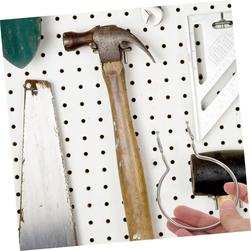 VELIF-Pegboard Cup Holder Hooks 10Pcs Heavy Duty Metal Hooks Ring Design For Organizing Cups For Garage