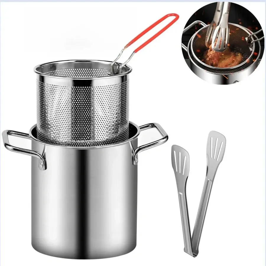 

Газовая мини-кастрюля из нержавеющей стали, масляная небольшая фритюрница в японском стиле с фильтрующей сеткой