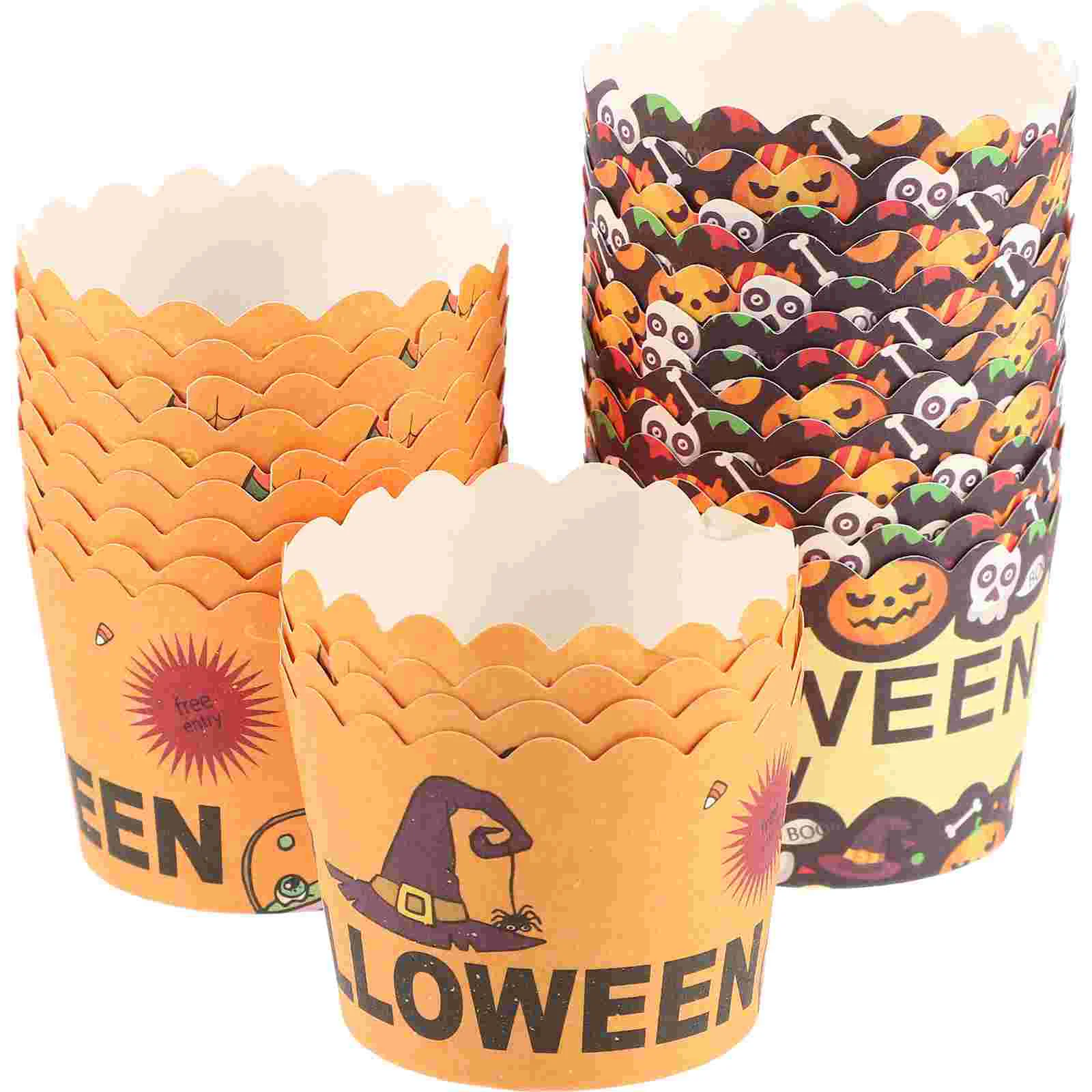 

100 Pcs Halloween Cake Cups Baking Products Mugs Heat Resistant Molding Lovely Holders Cupcake Wrappers Wrapping