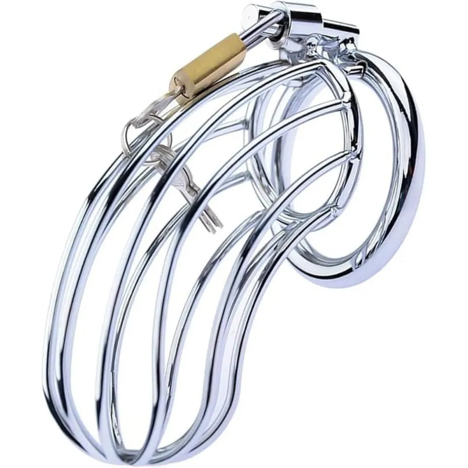 وعاء من الستانليس ستيل الأسود الديك قفص ذكر العفة قفل جهاز 40/45/50 مللي متر Matel الطيور قفص صنم القضيب الدائري SM المنتج #1