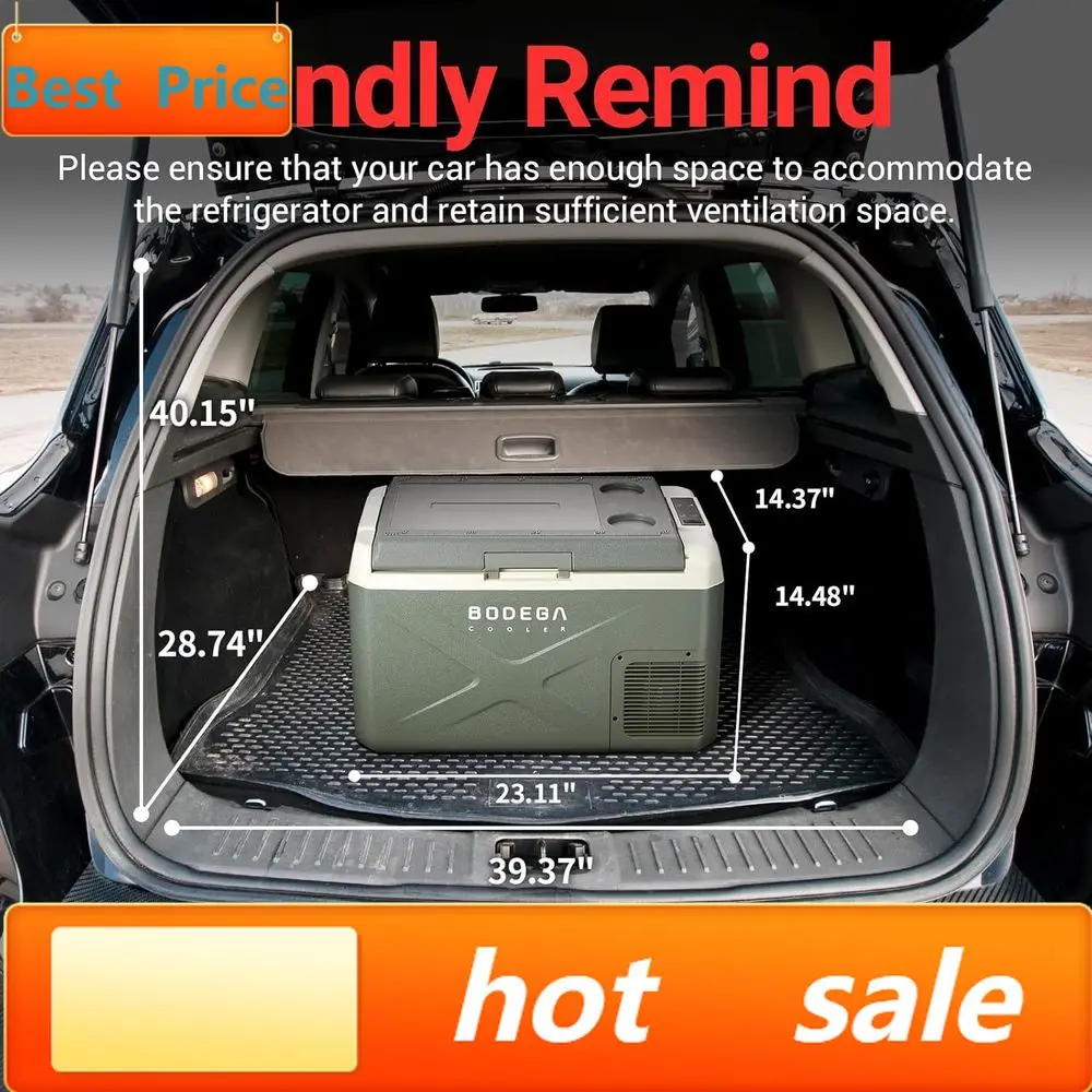 

PromotionPortable 12V/24V 32-Quart Car Refrigerator with App Control, Temperature Range 4℉ to 68℉ for RV, Camping, and Home Use