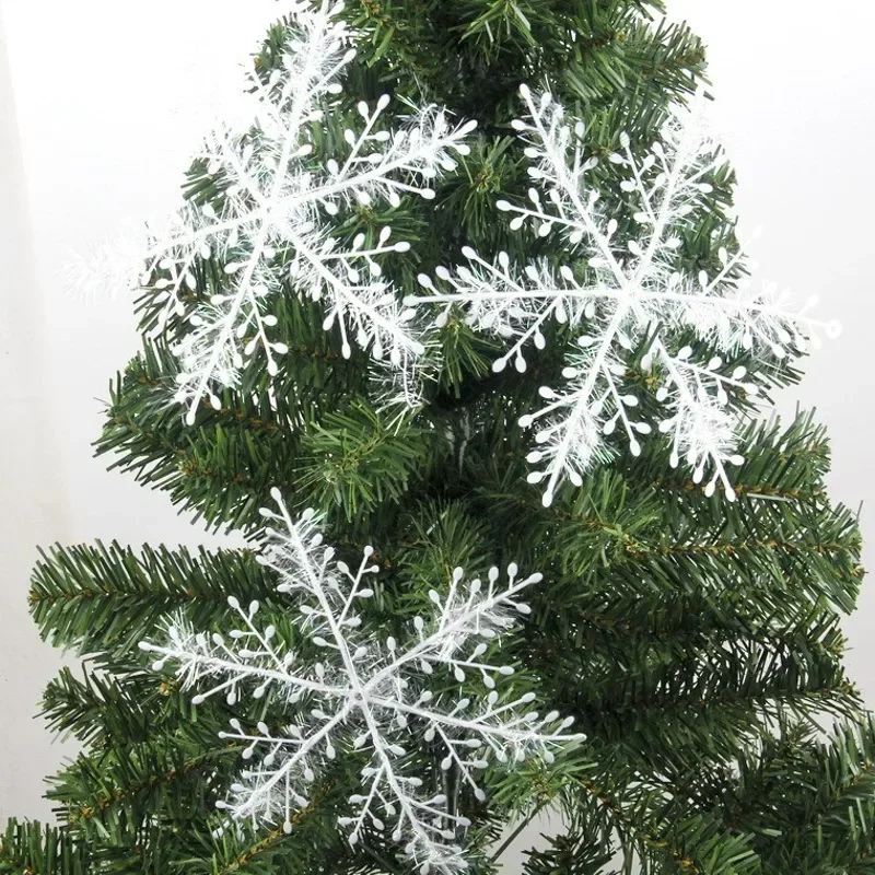 3pcs/set Plastic White Snowflakes Christmas Ornaments Xmas Tree Hanging Pendant Artificial Snow Flake Home DIY Wreath Decoration